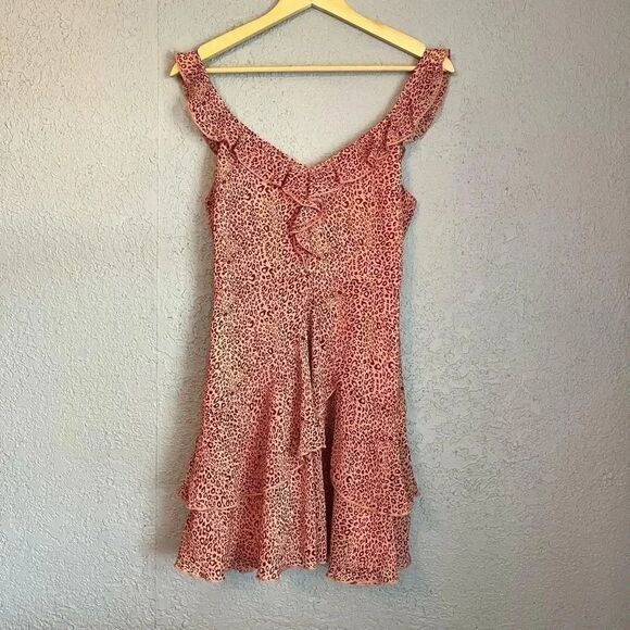 Lush Mini Ruffle Tiered Size Small Cheetah Print Pink - Picture 1 of 5